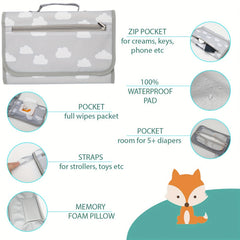 Clouds Pattern Baby Changing Pad Portable One Hand Diaper Change
