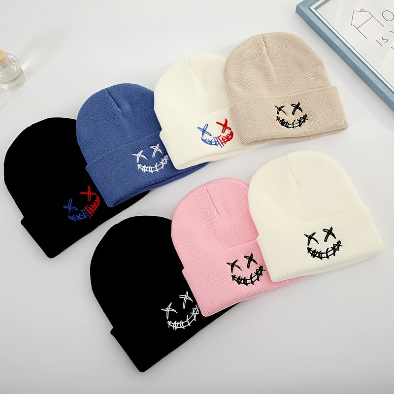 Creative Smile Face Embroidery Knit Hat