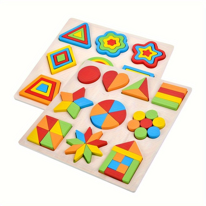 Wooden Shape Matching Board Puzzle Game Educational Learning Toy