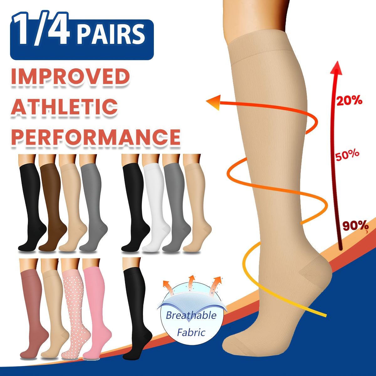 Copper Compression Socks 10-20 mmHg Knee High for Women & Men