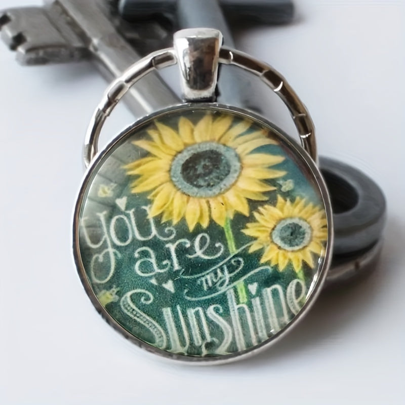 Vintage Sunflower Keychain for Boys - Stylish Bag Accessory