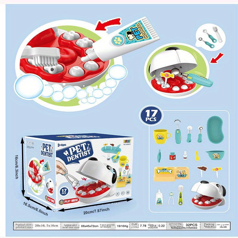 17pc Pet Dog Dentist Play Set - Pet Dental Care Kit