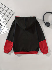 Kids Letter Print Hoodie with Pocket Casual Sports Pullover