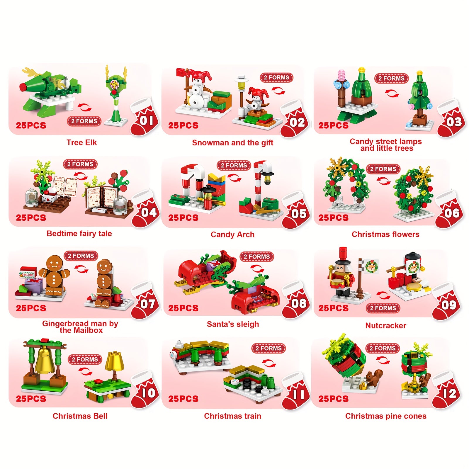 12 in 1 Christmas Set: Tree, Snowman & More! Great Gift for Kids