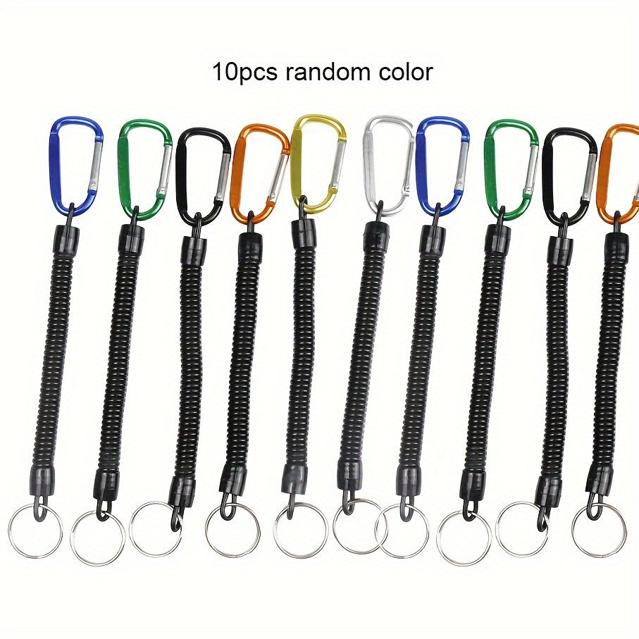 10pcs Fishing Lanyard Coiled Tether Carabiner Pliers Accessories