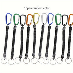 10pcs Fishing Lanyard Coiled Tether Carabiner Pliers Accessories