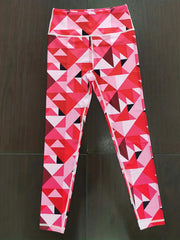 Red Geometric Print High Waist Tight Pants Sports Fitness Yoga Leggings