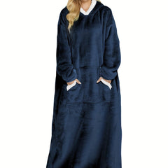 Cozy Plush Hooded Robe with Pockets