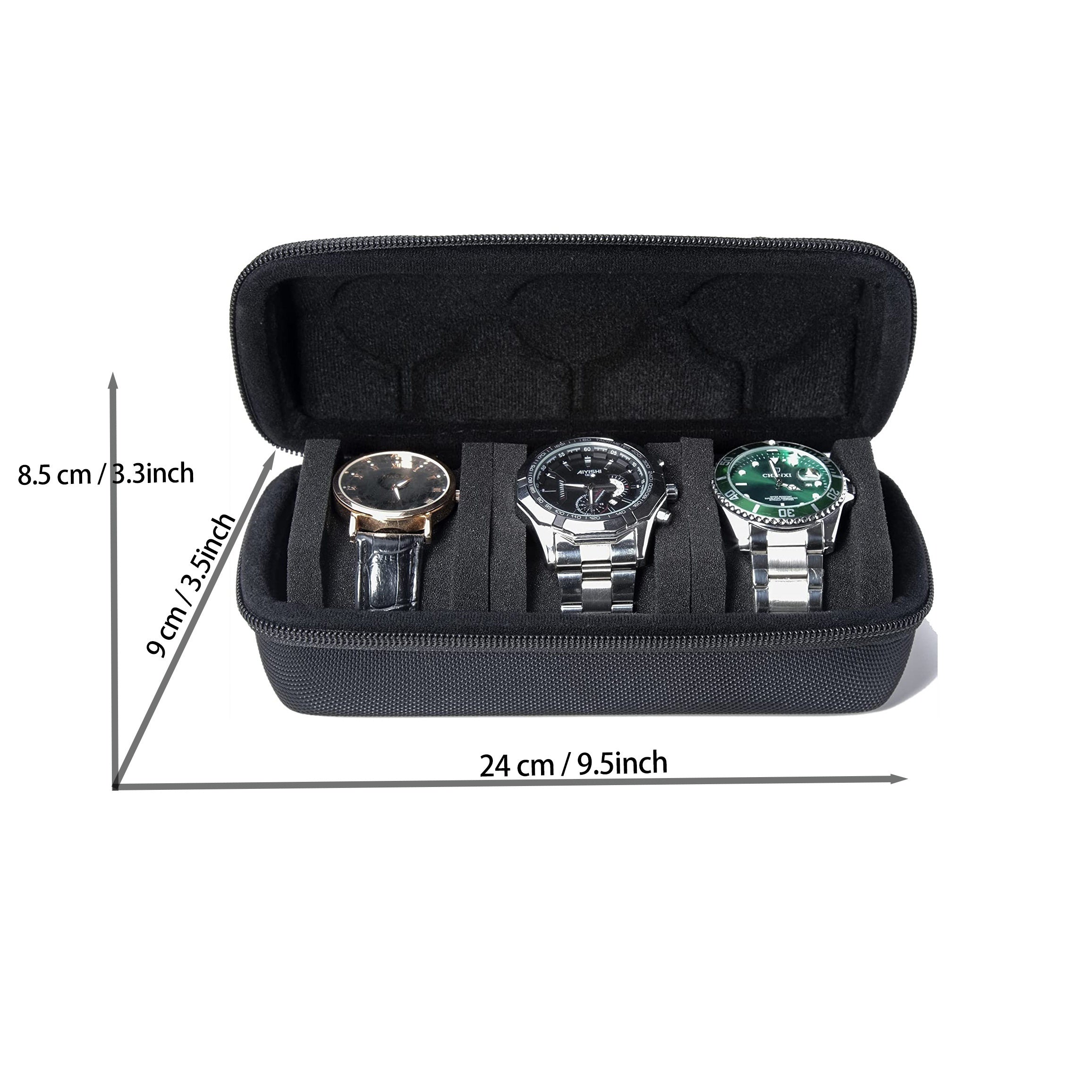 3 Slots Hard Watch Travel Case Watch Roll Case Storage And Organizer