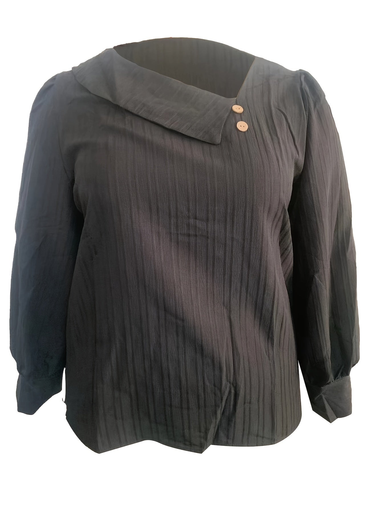 Casual Blouse Long Sleeve Button Decor Irregular Neck Top