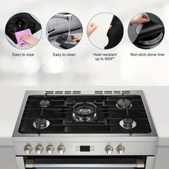 3pcs Gas Stove Burner Covers Reusable Teflon Protector Mat