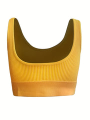 Striped Seamless Sports Bra With Removable Pads