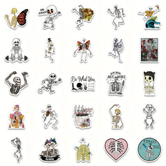 50pcs Funny Skeleton Stickers Pack Waterproof Vinyl Skull Stickers
