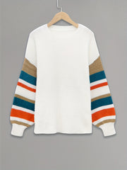 Striped Crew Neck Sweater Long Sleeve Pullover Jumper