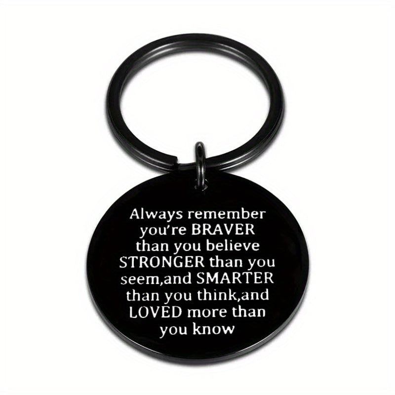 Inspirational Words Print Keychain Stainless Steel Bag Keyring Ornament Charm