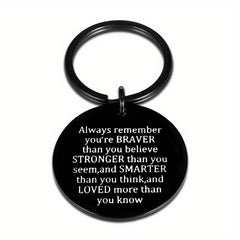 Inspirational Words Print Keychain Stainless Steel Bag Keyring Ornament Charm
