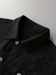 Men's Ripped Lapel Casual Denim Jacket