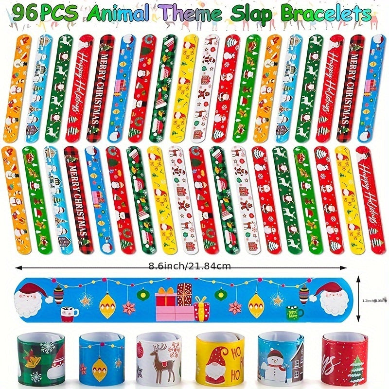 96pcs Christmas Snap Bracelets Party Favors Friendship Bracelets Supplies