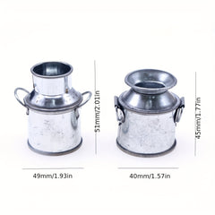 Mini Tin Flower Pot Gardening Scene Small Milk Pot Iron Bucket Flower Arrangemen