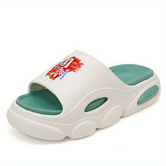 Men's Letters Print Non Slip Platform Slides