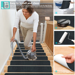 Solid Stair Mats Anti Skid Reusable Carpets Stair Runners Wooden Steps