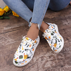 Women's Halloween Style Skateboarding Shoes with Pumpkin Bat Spider Pattern