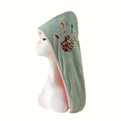 Colorful Palm Pattern Hair Drying Cap Water Absorbent Towel