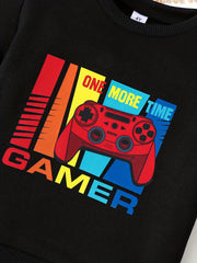 Kid's Colorful Gamepad Pattern Thermal Sweatshirt