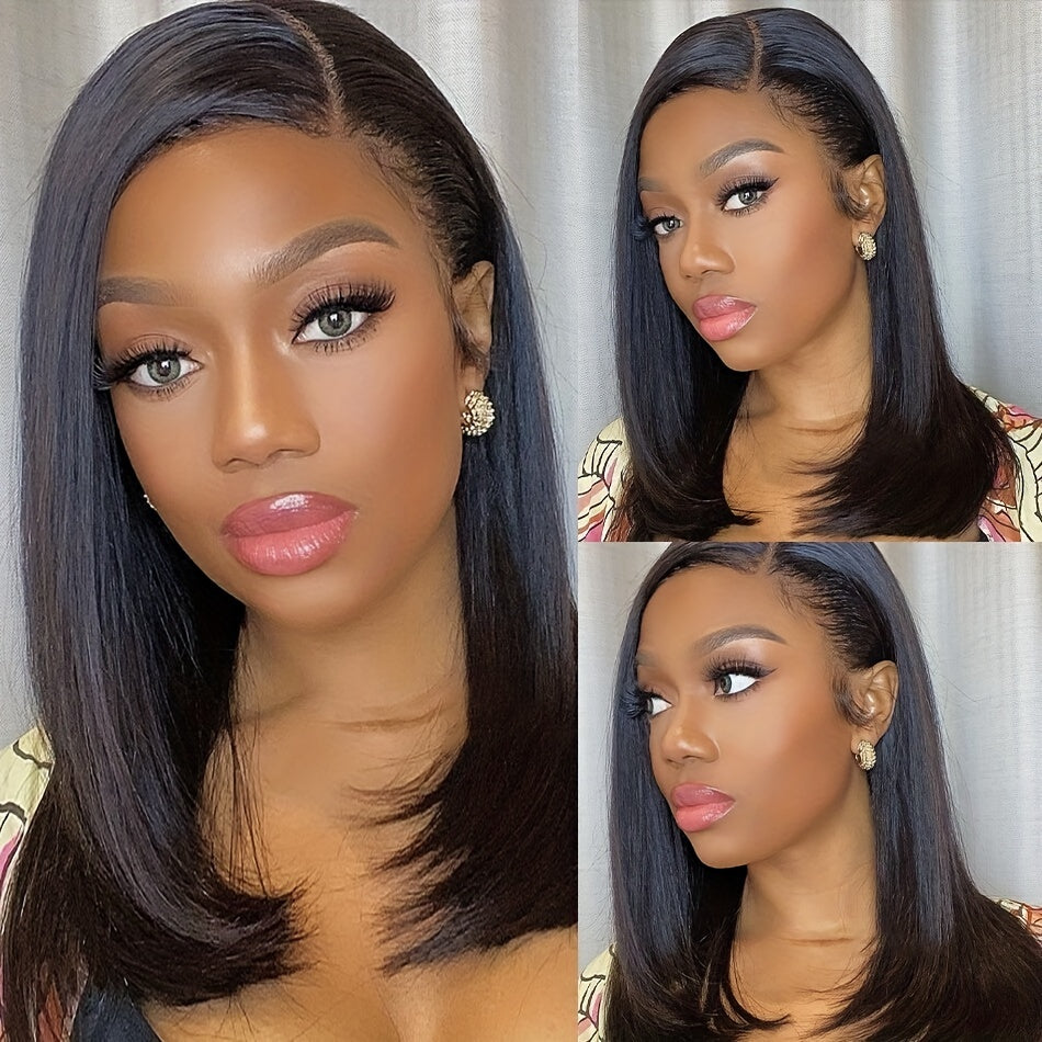 13X4 Bob Wig 180 Density Human Hair Lace Front Wig Bone Straight Glueless Wig