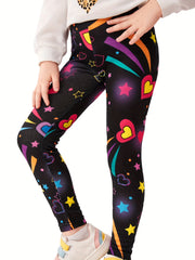 Girls Galaxy Graphic Ankle Pants Slim Fit Legging Pants