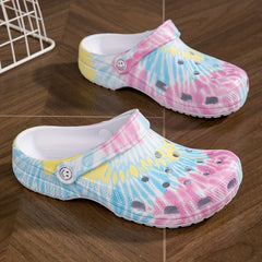 Women's Tie Dye Chunky Clogs Platform Shoes