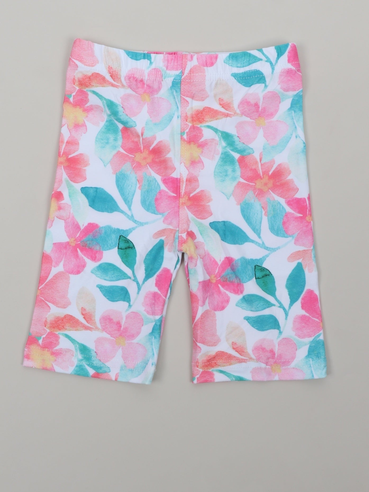 Toddler Girls Pink Flowers Graphic Elastic Waist Biker Shorts