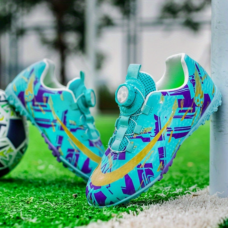 Boy's Turf Football Boots Rotating Buckle Outdoor TF Soccer Cleats