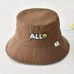 Baby Sunscreen Sun Hat Children's Basin Hat Happy Face Embroidery All-match Hat