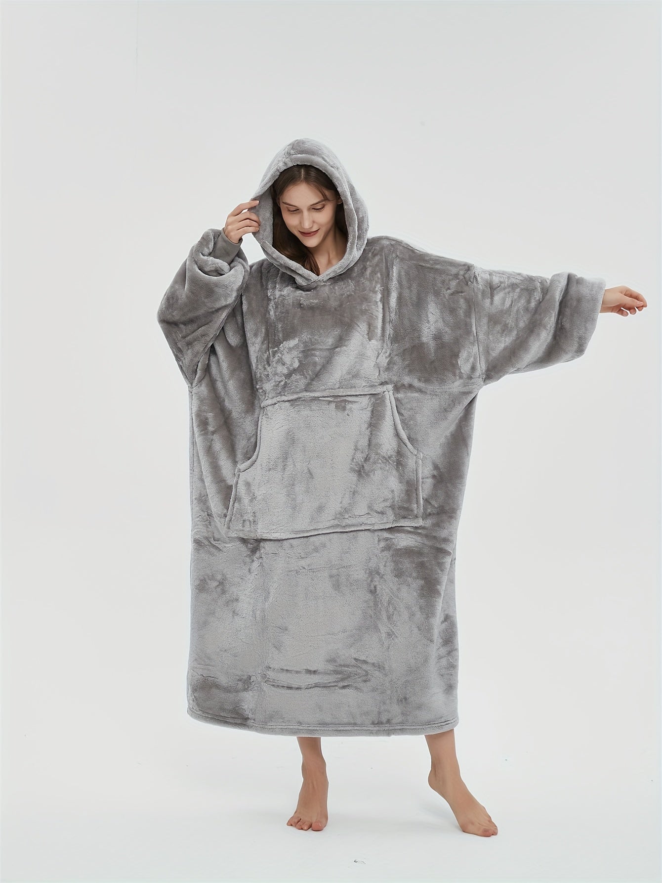 Cozy Hooded Night Robe with Pockets