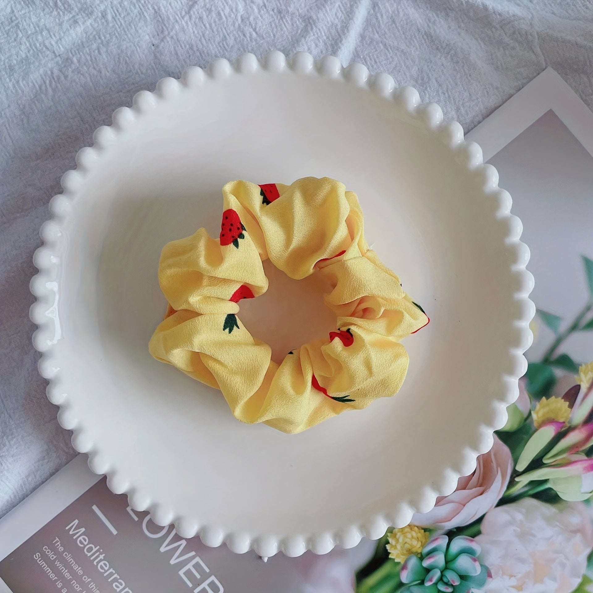 Fruit Print Scrunchies Hair Tie Love Heart Hair Rope Hair Ring