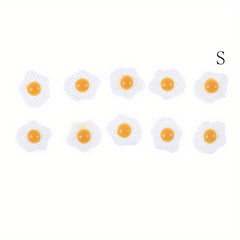 10pcs Dollhouse Resin Fried & Poached Eggs