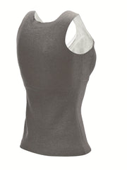 Mesh Stitching Thermal Tank Top V Neck Sleeveless Underwear Top