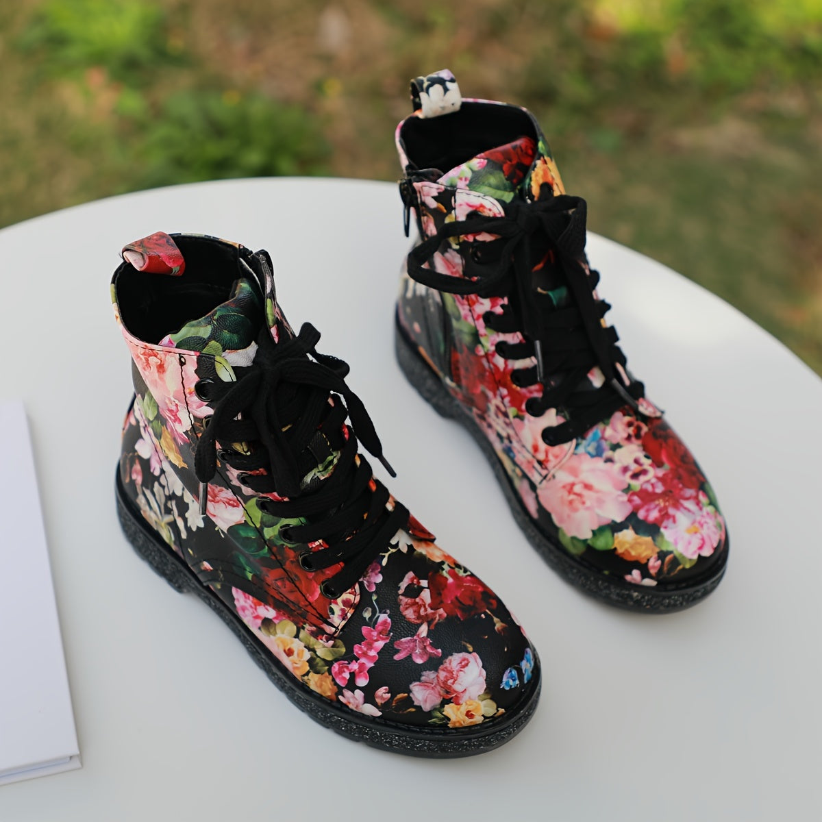Flower Print Dress Boots for Girls Non-slip Comfortable Shoes