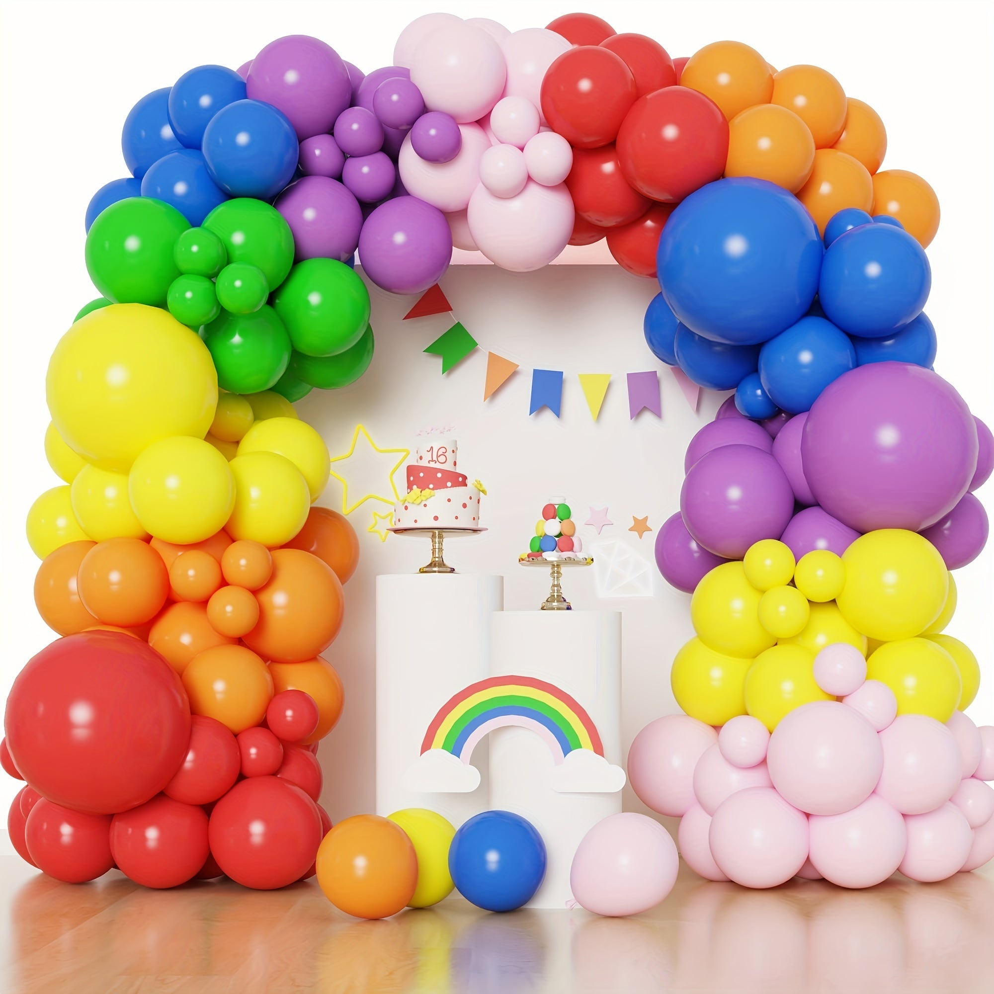 137pcs Rainbow Balloon Garland Arch Kit Mixed Size Balloons for Party Decoration