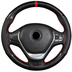 Red Mark Micfiber Carbon Fiber Leather Car Steering Wheel Cover