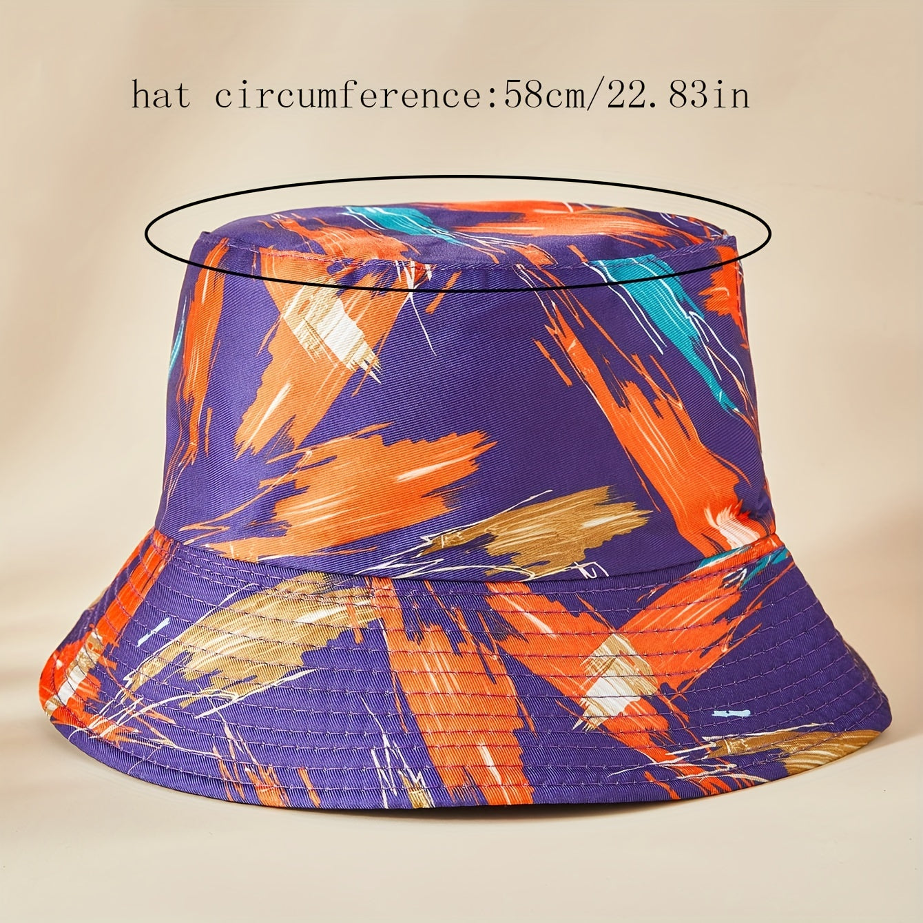 Purple Print Bucket Hat Graffiti Fisherman Cap Women