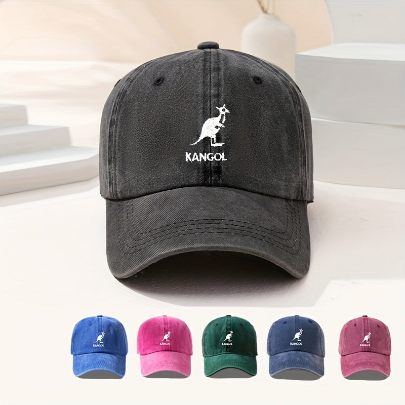 Letter & Kangaroo Pattern Baseball Cap Vintage Style Dad Hat