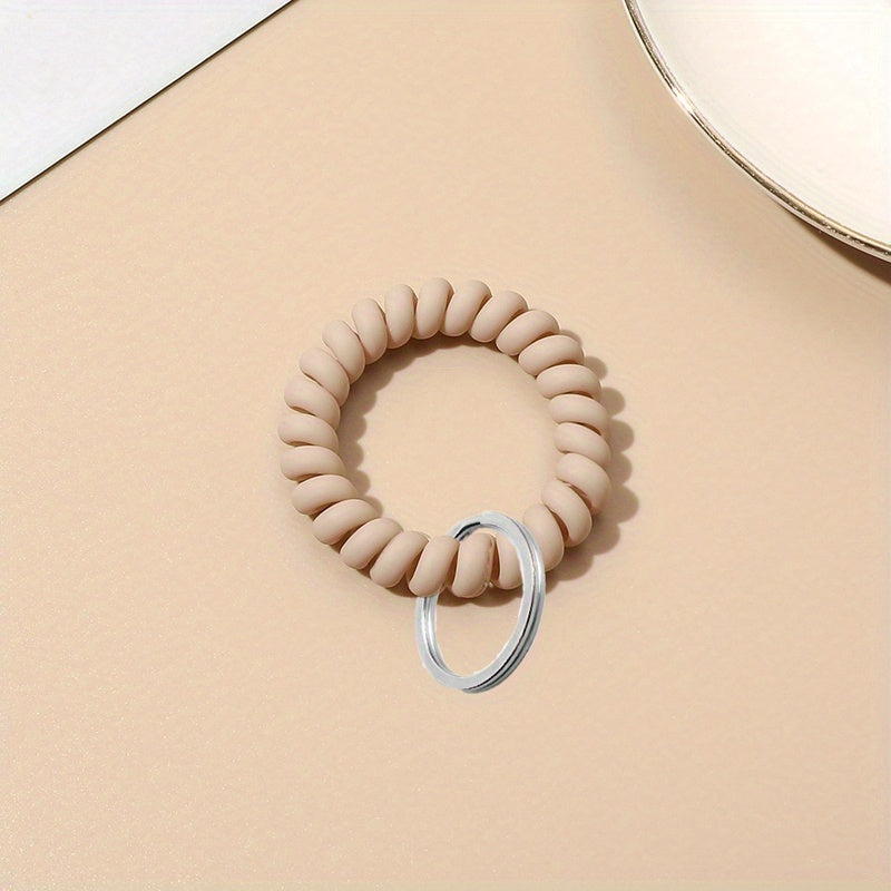 Stretchable Wristband Keychain Spiral Hair Tie Elastic Band Bracelet Key Holder