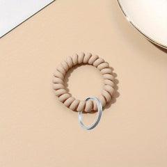Stretchable Wristband Keychain Spiral Hair Tie Elastic Band Bracelet Key Holder