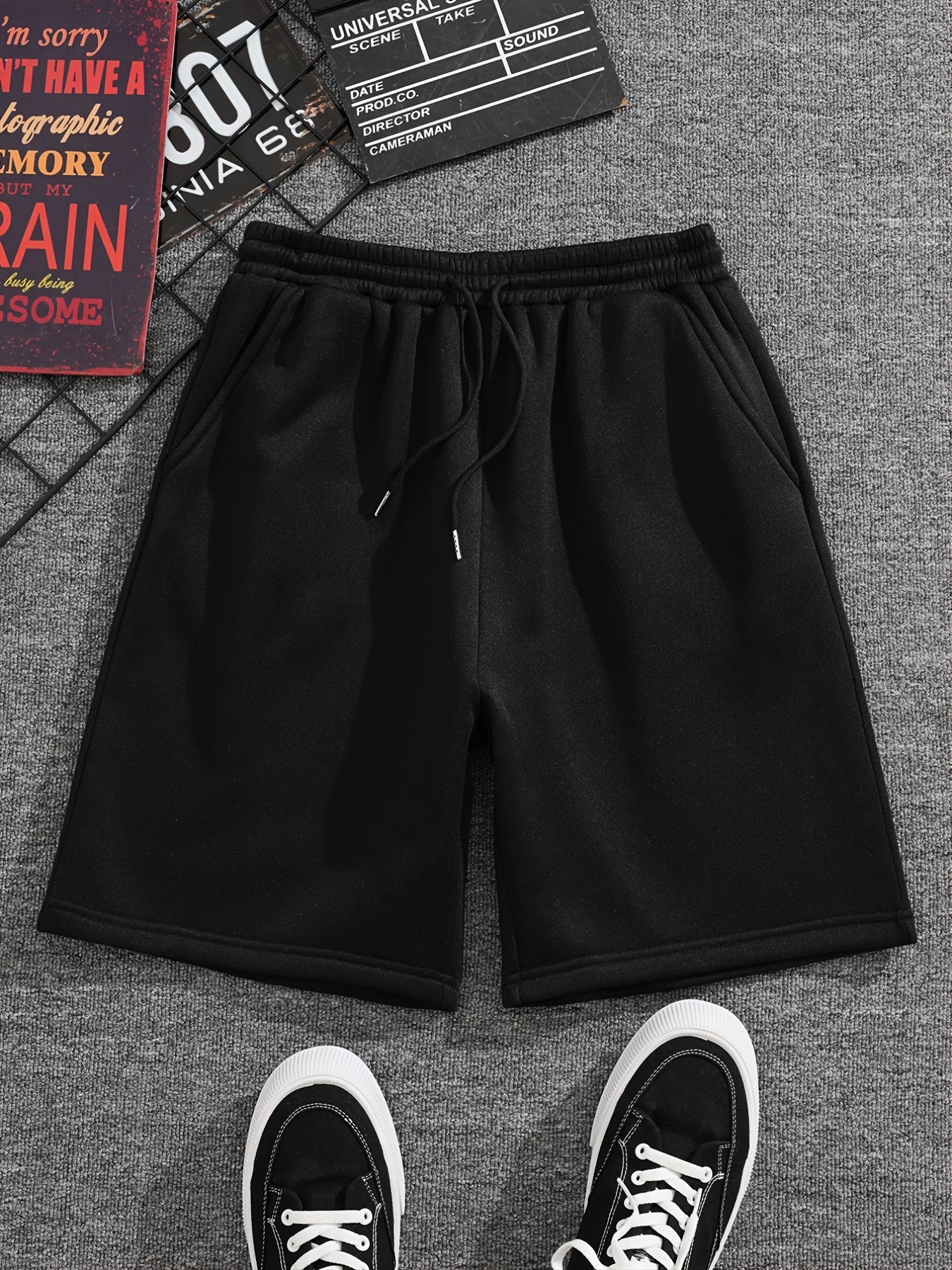 Men's Casual Fleece Drawstrings Shorts for Outdoor Sports