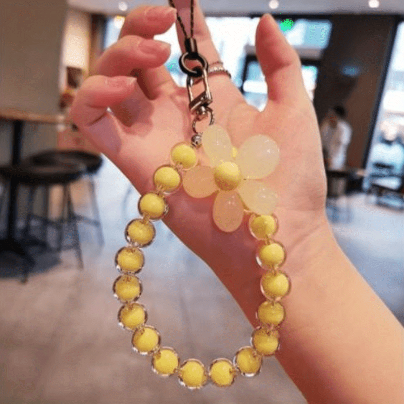 Colorful Beaded Flower Keychain and Phone Lanyard, Japanese Style
