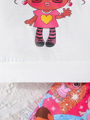 Anime Girl Pattern Sweatshirt & Flared Pants Set for Girls