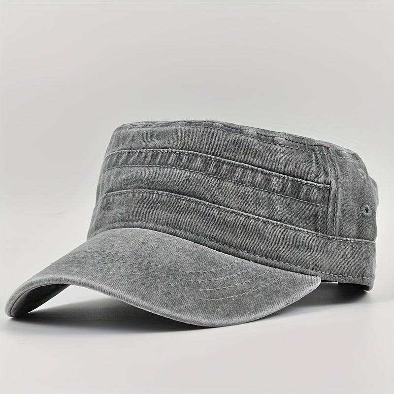 Casual Cotton Flat Top Hat Vintage Army Cap