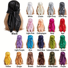 Large Bandana Classic Satin Scarf Women Silk Neckerchief